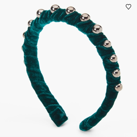 SILVER EMBELLISHED GREEN WRAPPED HEADBAND - Picture 2 of 4